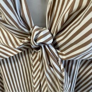 Kobi Halperin Dina Stripe Midi Wrap Dress in Sand and White